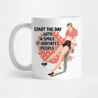 Start your day with a smile retro housewife humor cute pin-up girl Mug